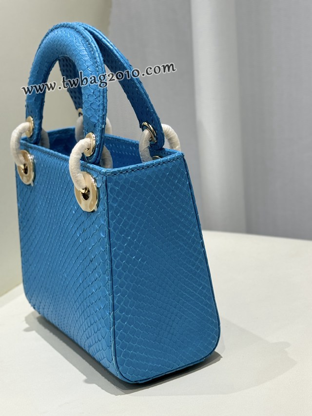 Dior专柜新款Lady女包迪奥高仿原单蟒蛇皮Ladymini三格戴妃手提单肩包 djfk1527